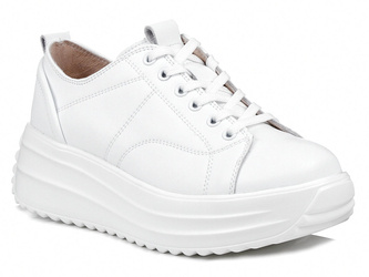 Buty sneakersy damskie na platformie białe skórzane T.Sokolski W24-241