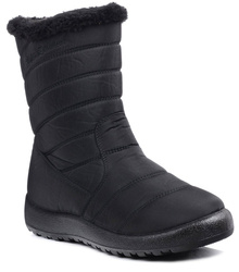 Buty zimowe damskie śniegowce ocieplane czarne za kostkę News 3044