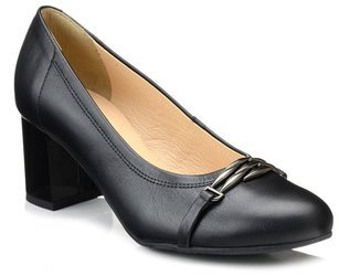 Czółenka buty damskie na obcasie skórzane czarne Bioeco 6131