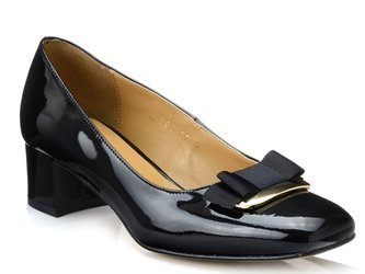 Czółenka damskie buty na obcasie czarne lakierowane Sagan 4425