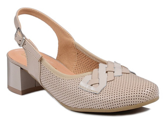 Czółenka damskie buty na obcasie letnie bez pięty skórzane Venetto 1827