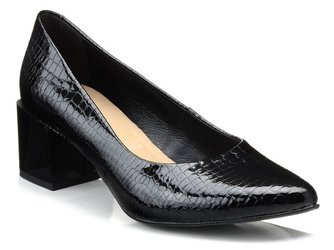 Czółenka damskie buty na obcasie skórzane lakierowane Bioeco 5913 czarne