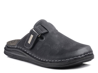 Klapki męskie pantofle domowe wkładka skórzana Inblu VE-06 czarne