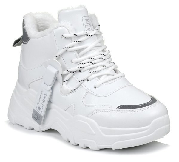 Białe sneakersy damskie buty zimowe ocieplane News 4356 ekoskóra