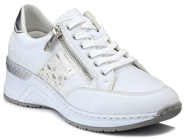 Buty damskie Rieker N4322-80 sportowe sneakersy białe skórzana wkładka