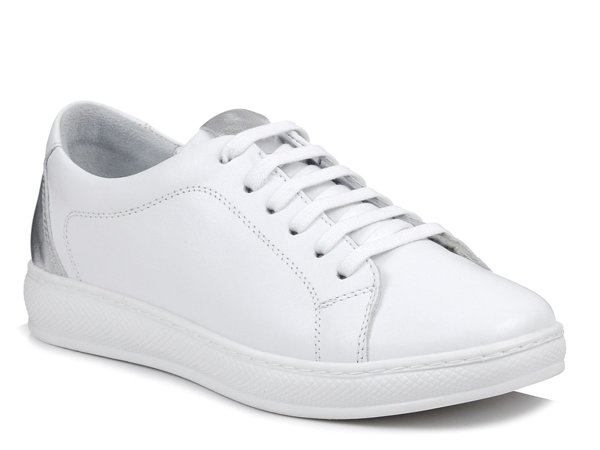 Buty damskie białe skórzane sznurowane Loretta Vitale Z-01