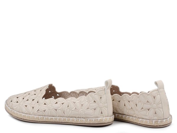 Buty damskie espadryle beżowe wsuwane baleriny ażurowe News 2417 