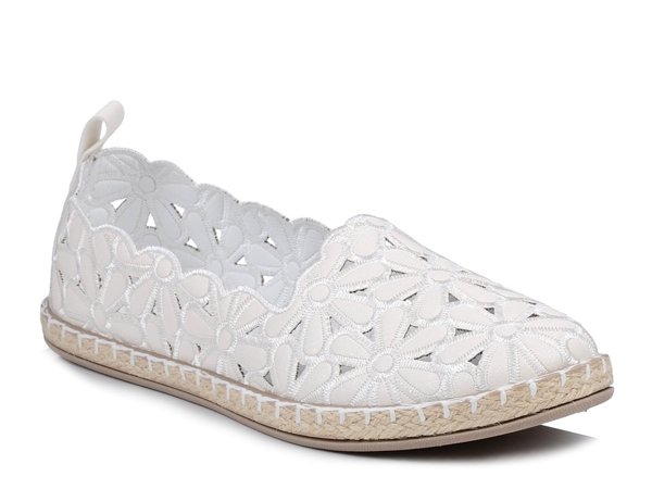 Buty damskie espadryle białe wsuwane baleriny ażurowe News 2417 