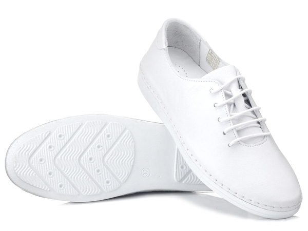 Buty damskie skórzane białe sznurowane lekkie Loretta Vitale 221