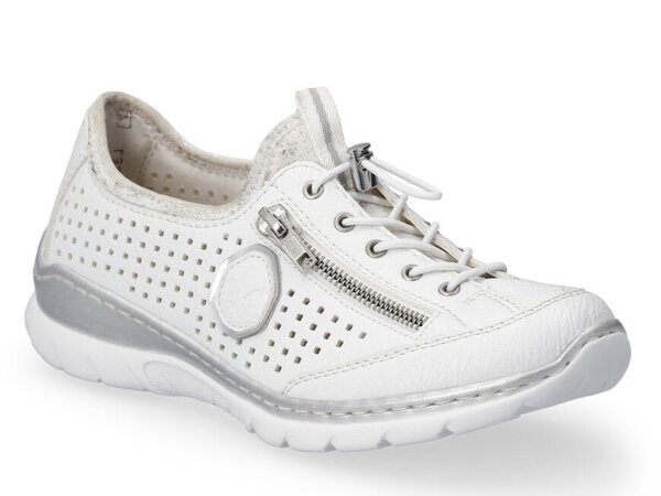 Buty damskie sneakersy ażurowe białe ekoskóra lekkie Rieker L3296-82
