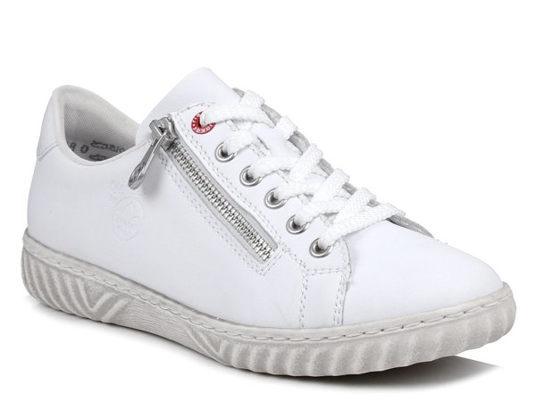 Buty damskie sportowe sneakersy białe skórzane Rieker N0900-81