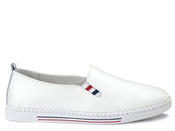Buty damskie tenisówki skórzane wsuwane białe lekkie Filippo DP066