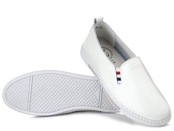 Buty damskie tenisówki skórzane wsuwane białe lekkie Filippo DP066