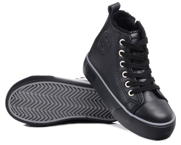 Buty dziecięce Big Star zimowe ocieplane trampki czarne wysokie KK374228