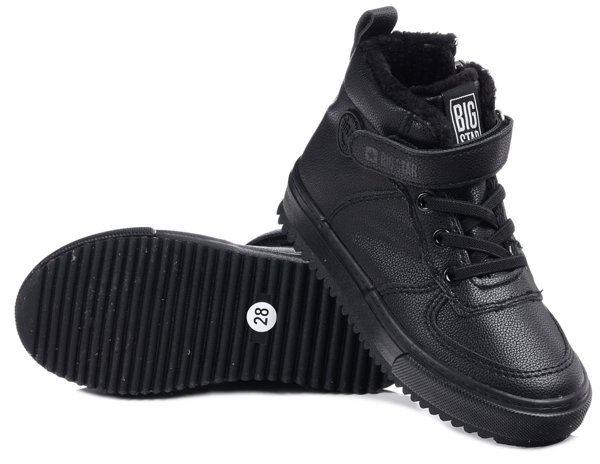 Buty dziecięce zimowe ocieplane trampki wysokie czarne Big Star GG374040