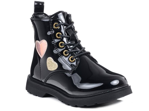 Buty dziecięce zimowe trzewiki dziewczęce ocieplane czarne Miss 6599