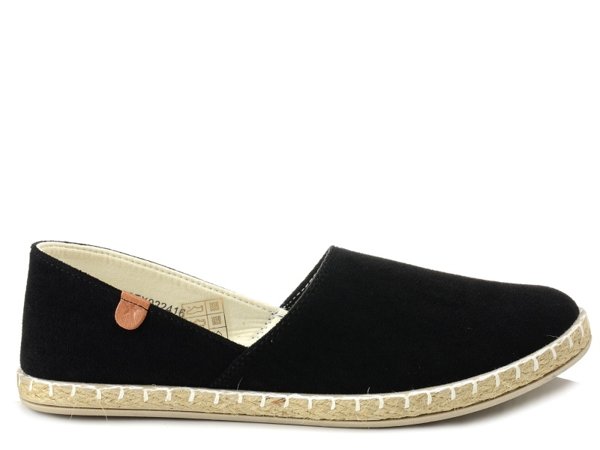 Buty espadryle damskie letnie czarne slip-on tekstylne News 2416