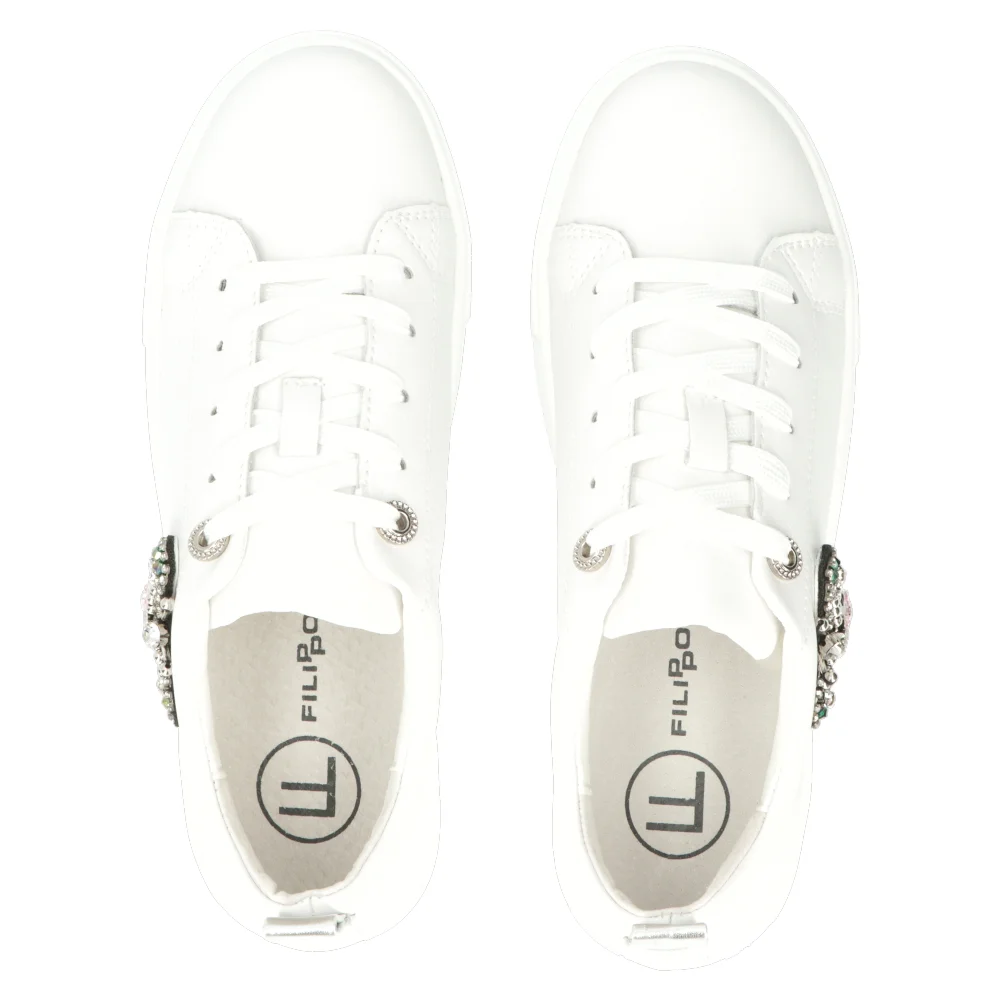 Buty sneakersy damskie białe na platformie skórzane Filippo DP6042/24