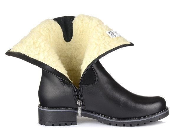 Buty zimowe damskie botki ocieplane wełną skórzane Venetto 301 czarne