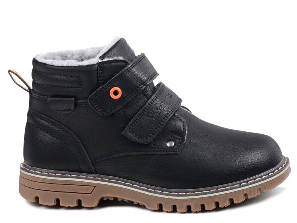 Buty zimowe dziecięce chłopięce ocieplane na rzepy Wojtyłko 24125 czarne