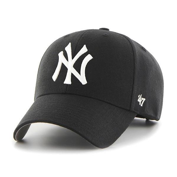 Czarna czapka z daszkiem z białym logo 47 Brand Yankees MVP