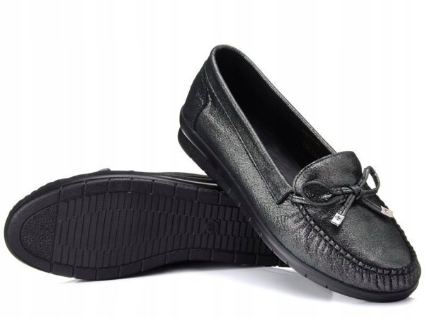 MOKASYNY SLIP-ON CZARNE SKÓRZANE SW 003-1