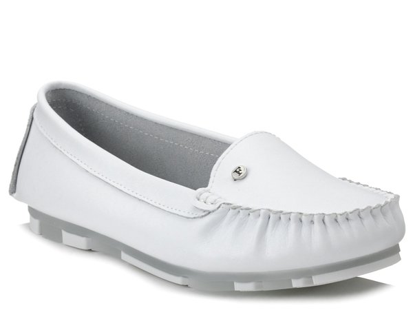 Mokasyny damskie skórzane buty białe Filippo DP2037 