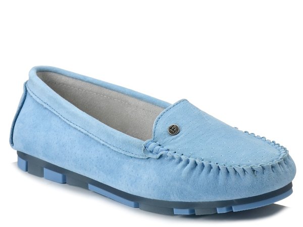 Mokasyny damskie skórzane buty niebieskie zamszowe Filippo DP2037
