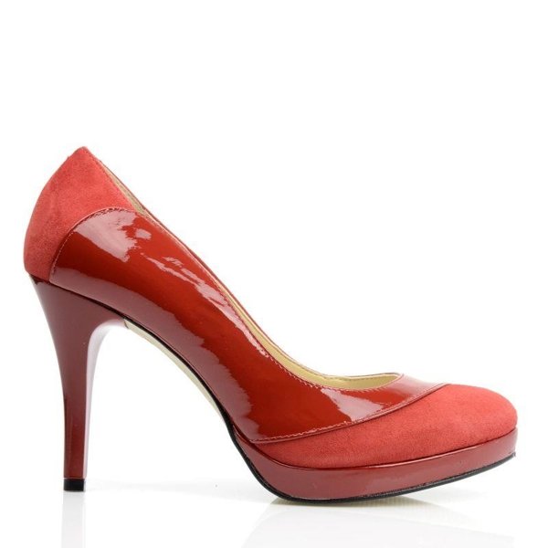 Szpilki damskie buty na wysokim obcasie czerwone lakierowane Sala 1336