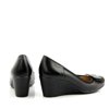 Czółenka buty damskie na koturnie skórzane czarne Venetto 580